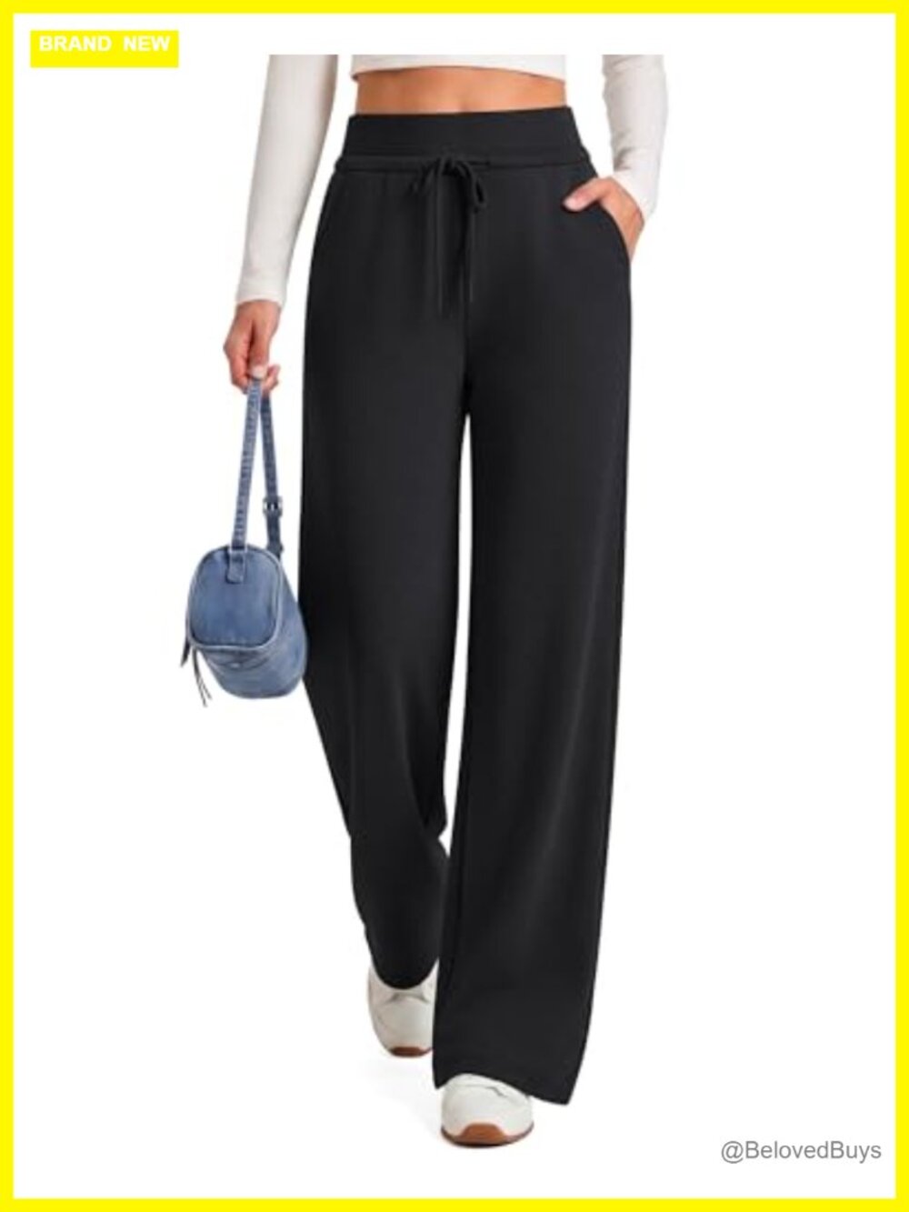 Wide Leg Sweatpants Drawstring Pockets High Rise Lounge Workout